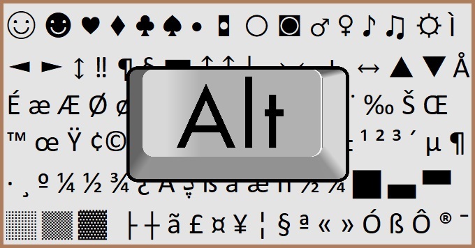 Alt Tuşuyla Yapılan Karakterler ve Semboller